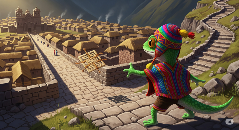 Cusi lance son quipu sur le chemin vers la cité