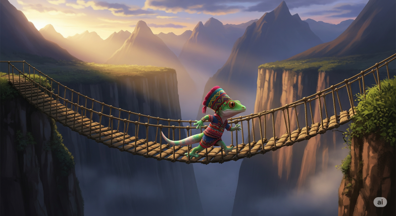 course sur un pont de singe